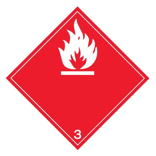 Labels T.D.G. - Hazard Class 3 Flammable Liquid White/Red DG301 4INx4IN 500/RL