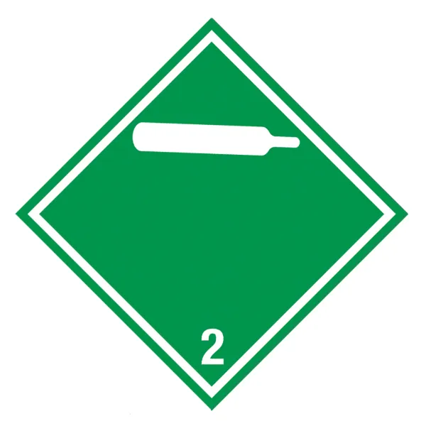 Labels T.D.G. - Hazard Class 2 Non-Flammable Gas White/Green DG202 4INx4IN 500/RL