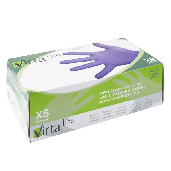 Gloves - Virta Lite Nitrile Disposable Powder Free Indigo QS Small 200/BX