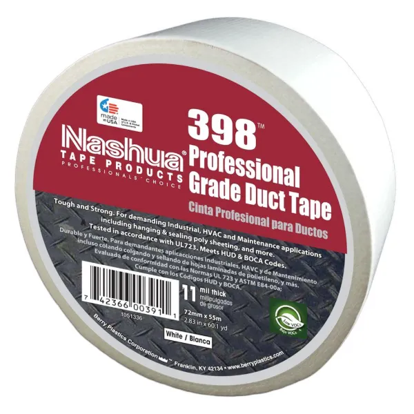 Cloth Duct Tape - Polyethylene Coated White 398 48MMx55M 11MIL 24/CS