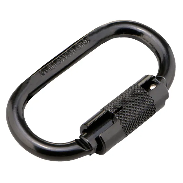 Carabiner Connector - Auto-Twist Lock Triple Action "D" Shape Black FP244 3/4IN OPENING 1/CS