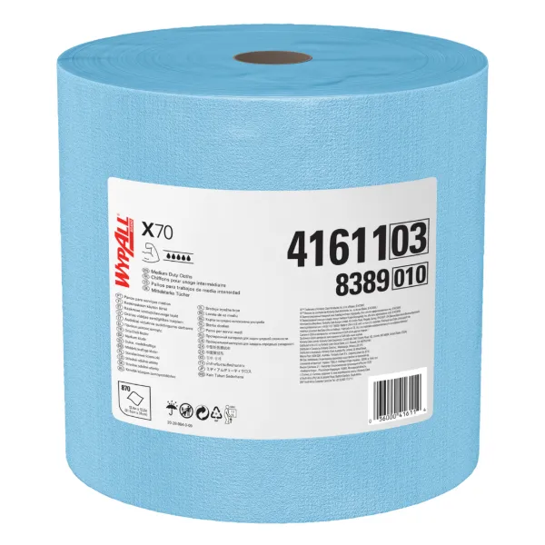 Wipers - PowerClean™ Medium Duty Blue X70 12.4IN x 12.2IN 41611 Jumbo Roll 870 SHEETS/RL
