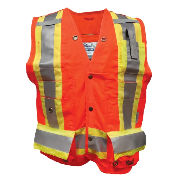 Safety Vest - Journeyman 300D Trilobal Rip-Stop FR Surveyor Neon Orange 3995FRO Small 1/CS