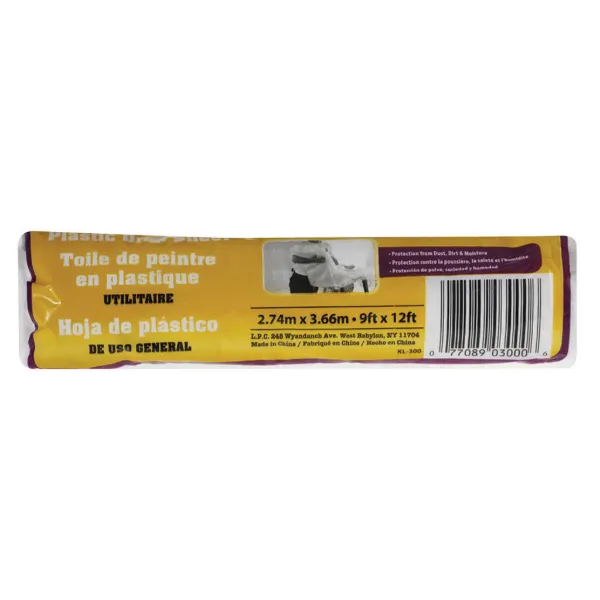 Drop Sheet - Utility Grade Plastic White KL300 9FTx12FT 24/CS