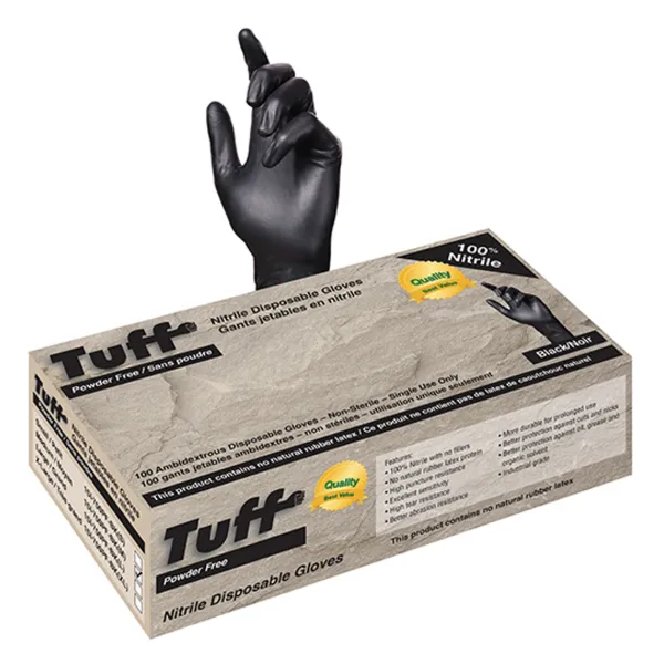 Gloves - Nitrile Disposable Powder Free Black 15I-750PF-BK 5MIL Medium 100/BX