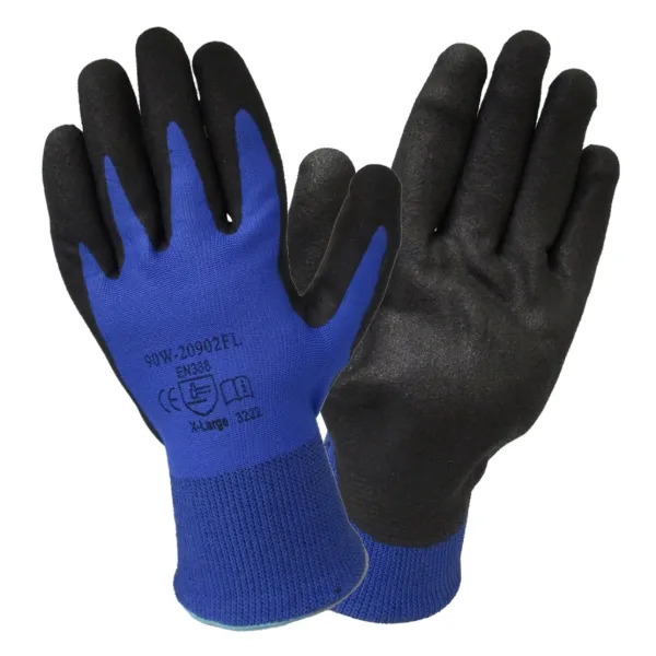 Gloves - Nylon Nitrile Coated Winter Black/Blue 90W-20902FL Medium 12/PK