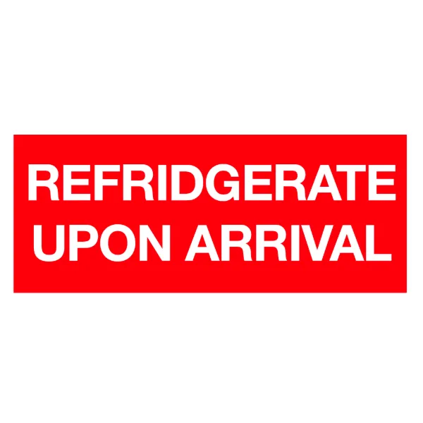 Labels - "Refridgerate Upon Arrival" White/Red RW117 2IN x 5IN 500/RL