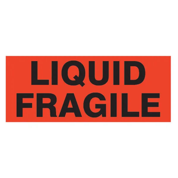 Labels - "Liquid Fragile" Black/Neon Red P-98 2IN x 5IN 500/RL