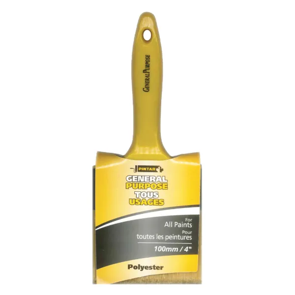 Flat Brush - Polyester General Purpose Yellow B2100 100MM x 70MM 16MM 12/PK
