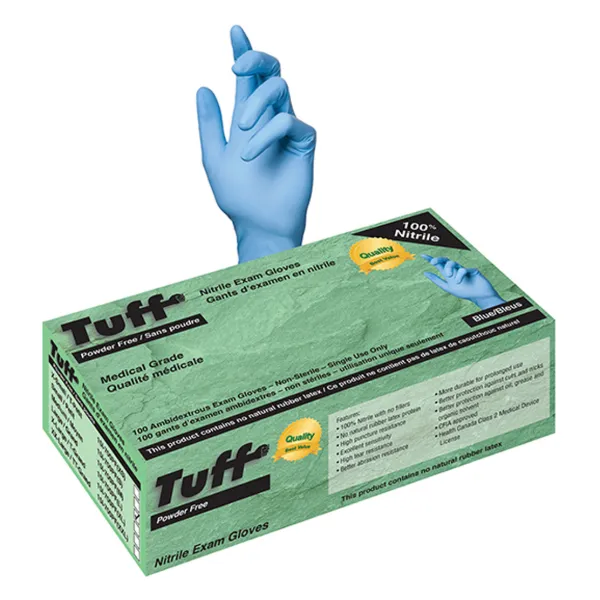 Gloves - Nitrile Disposable Exam Medical Grade Powder Free Blue 15I-700PF 4MIL X-Large 100/BX 10/CS