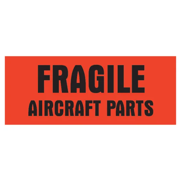 Labels - "Fragile Aircraft Parts" Black/Neon Red P-213 2IN x 5IN 500/RL
