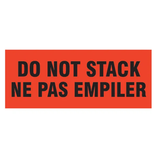 Labels - "Do Not Stack" Bilingual Black/Neon Red P-216 2IN x 5IN 500/RL