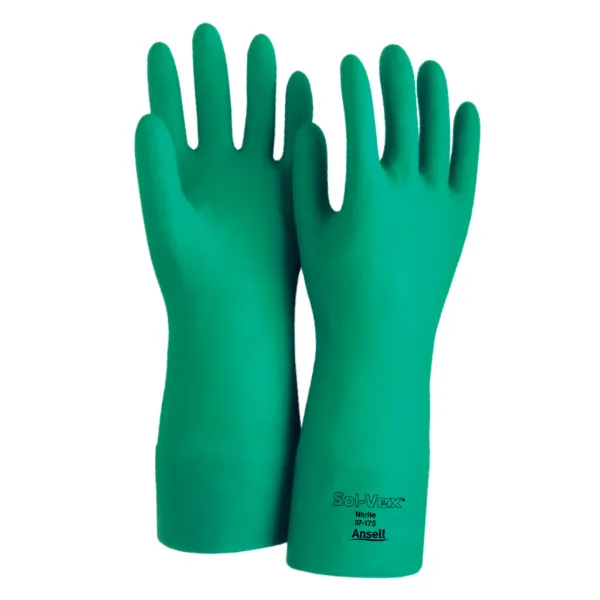 Gloves - Nitrile Chemical Resistant AlphaTec® Solvex® Green 37-175 12IN Size 9 12PR/PK