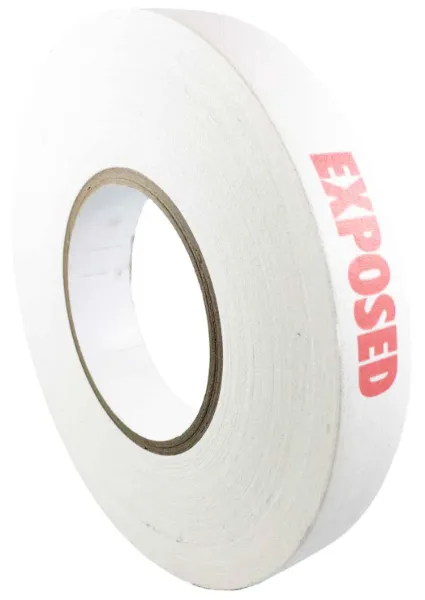 Cloth Tape - Gaffers "Exposed" White/Red Print 124E 24MM x 55M 10.5MIL 48/CS