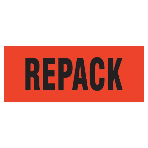 Labels - "Repack" Black/Neon Red P-15 2IN x 5IN 500/RL