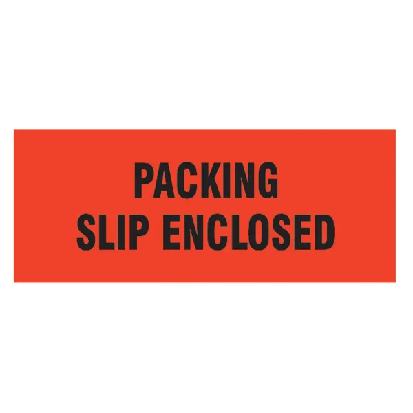 Labels - "Packing Slip Enclosed" Black/Neon Red P-1 2IN x 5IN 500/RL