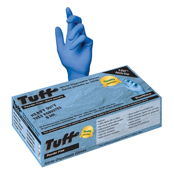 Gloves - Nitrile Disposable Industrial Grade Blue 15I-800PF 8MIL Large 50/BX