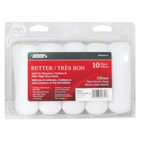 Mini Roller Refill - High Density German Foam 10-Pack White WF244X10 100MM 1/CS