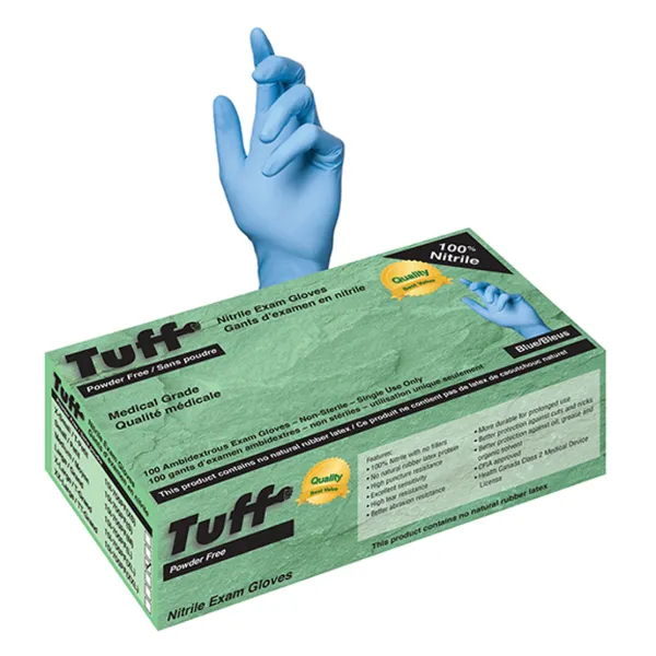 Gloves - Nitrile Disposable Exam Medical Grade Powder Free Blue 15I-700PF 4MIL Medium 100/BX 10/CS
