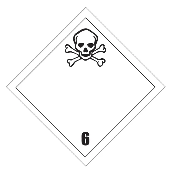 Labels T.D.G. - Hazard Class 6 Toxic Substances Black/White DG601 4INx4IN 500/RL