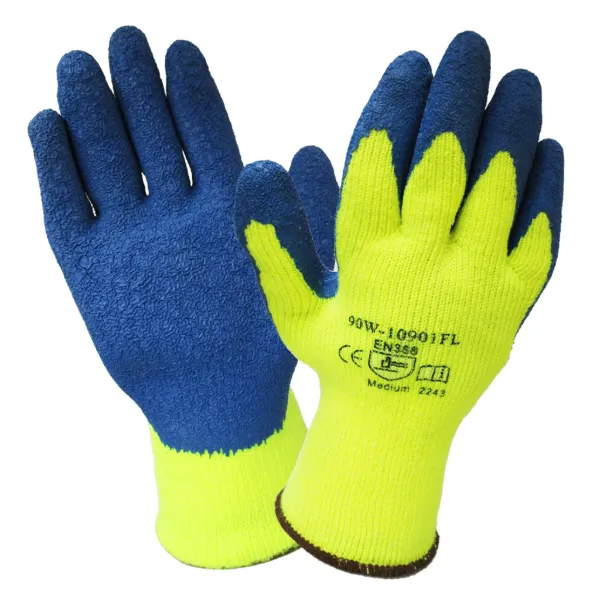Gloves - Fleece Winter Lined Rubber Coated Blue/Green 90W-10901FL X-Large 12/PK