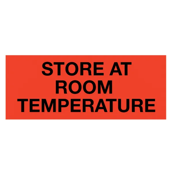 Labels - "Store At Room Temperature" Black/Neon Red BR274 2IN x 5-3/8IN 500/RL