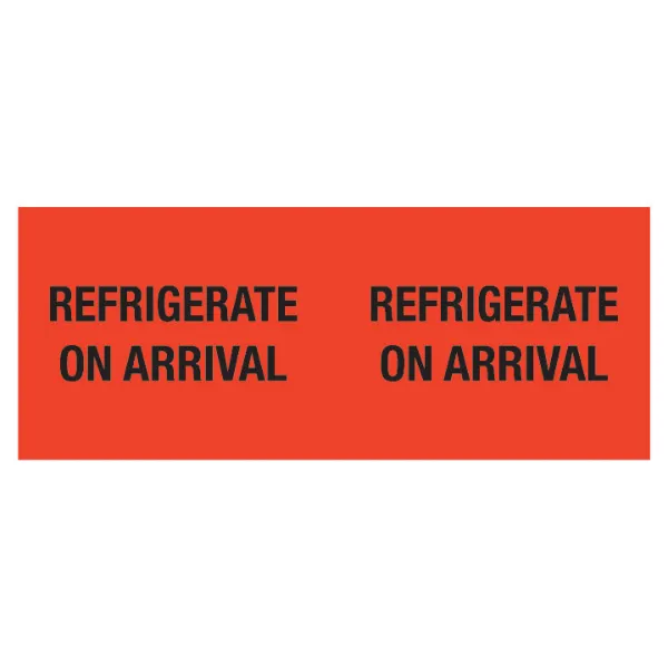 Labels - "Refrigerate On Arrival" Black/Neon Red P-25 2IN x 5IN 500/RL