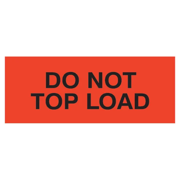 Labels - "Do Not Top Load" Black/Neon Red P-23 2IN x 5IN 500/RL