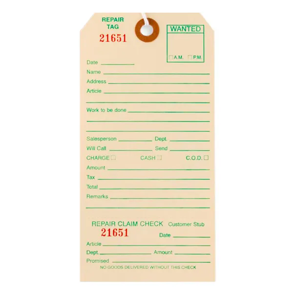 Tags - Alteration Repair with Strings Manila 51130 3-1/8IN x 6-1/4IN #132 50/PK