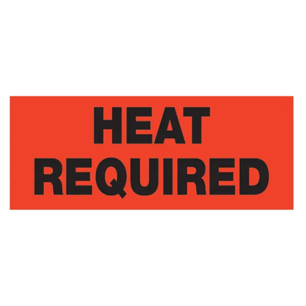 Labels - "Heat Required" Black/Neon Red P-253 2IN x 5IN 500/RL