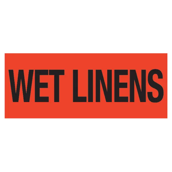 Labels - "Wet Linens" Black/Neon Red P-295 2IN x 5IN 500/RL