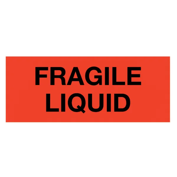 Labels - "Fragile Liquid" Black/Neon Red BR192 2IN x 5-3/8IN 500/RL