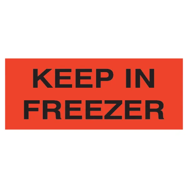 Labels - "Keep In Freezer" Black/Neon Red P-33 2IN x 5IN 500/RL