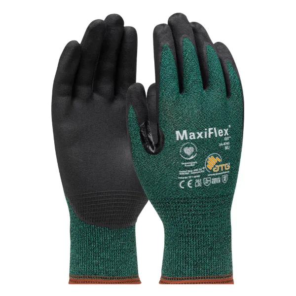 Gloves - Cut Resistant MicroFoam Nitrile Coated MaxiFlex® Green 34-8743-CN Medium 12PR/PK 144/CS
