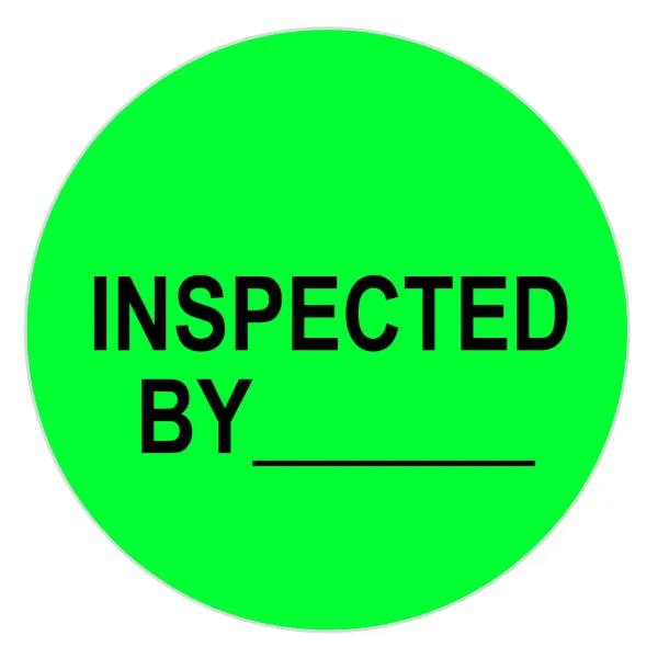 Labels - Circle "Inspected By:____" Black Print on Neon Green CPL 3IN Core 1000/RL