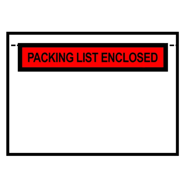 Packing List Envelopes - "Packing List Enclosed" Red/Clear PAK405 5.5IN x 7IN 1000/BX
