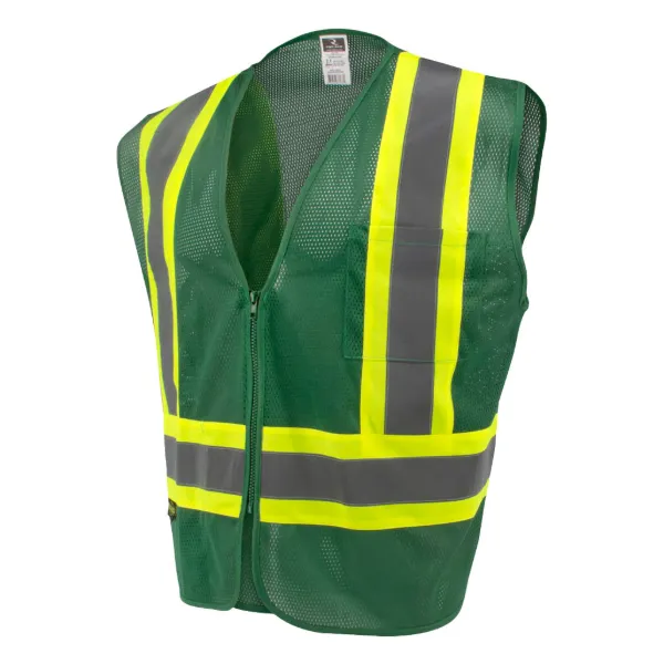 Safety Vest - Type O Class 1 Off Road with Zipper Hunter Green SV22-1 Large 1/EA