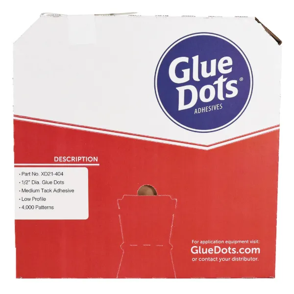 Glue Dots - Medium Tack Clear XD21-404 0.5IN Low Profile 4000/BX