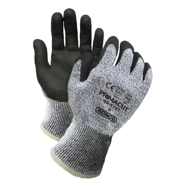 Gloves - Cut Resistant HPPE PrimaCut™ Sandy Nitrile A5 Black/Grey 69-572T-07 Small 6PR/PK 48/CS