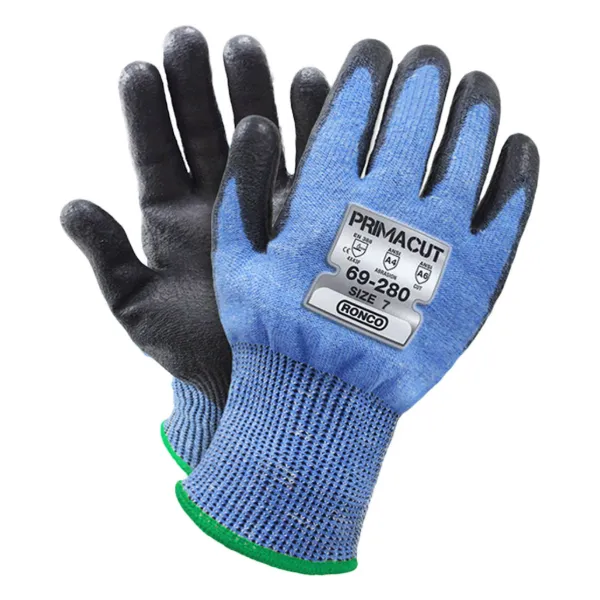 Gloves - Cut Resistant HPPE PrimaCut™ PU Palm Coated Blue/Black 69-280-08 Medium 6/PK 24/CS