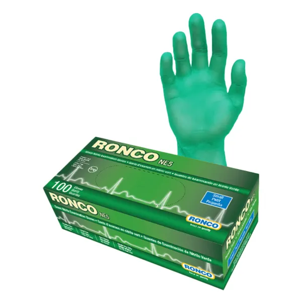 Gloves - Nitrile Examination Powder Free Green NE5 5MIL 975 Medium 100/BX 10/CS