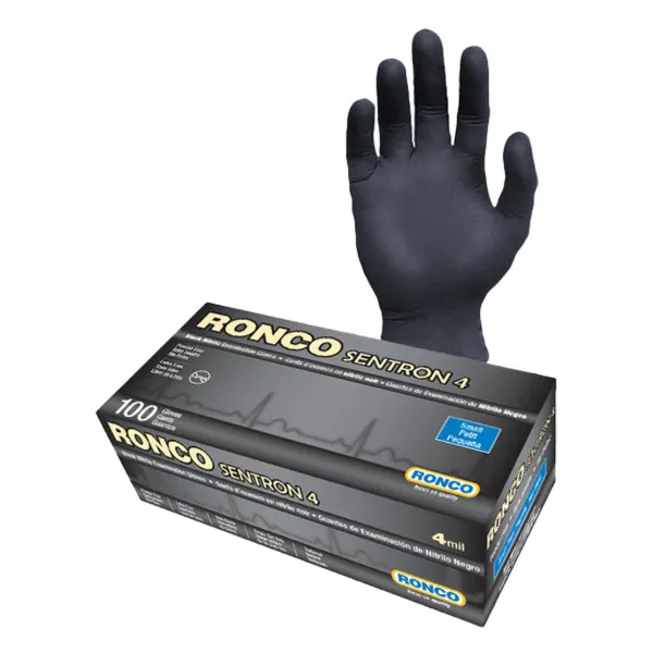 Gloves - Nitrile Examination Powder Free Black Sentron™ 4MIL 984 Large 100/BX 10/CS
