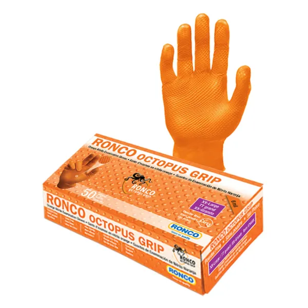 Gloves - Nitrile Examination Powder Free Orange Octopus Grip™ 6MIL 768L Large 50/BX 500/CS