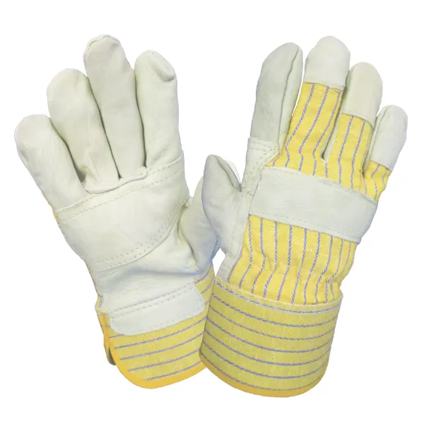 Gloves - Cowhide Grain Leather Patch Palm Beige/Yellow 45I-7MSRLW Womens 12PR/PK