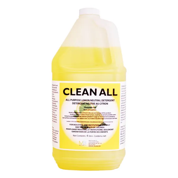 Cleaner - All Purpose Lemon Neutral Detergent Clean All 4L JUG 4/CS