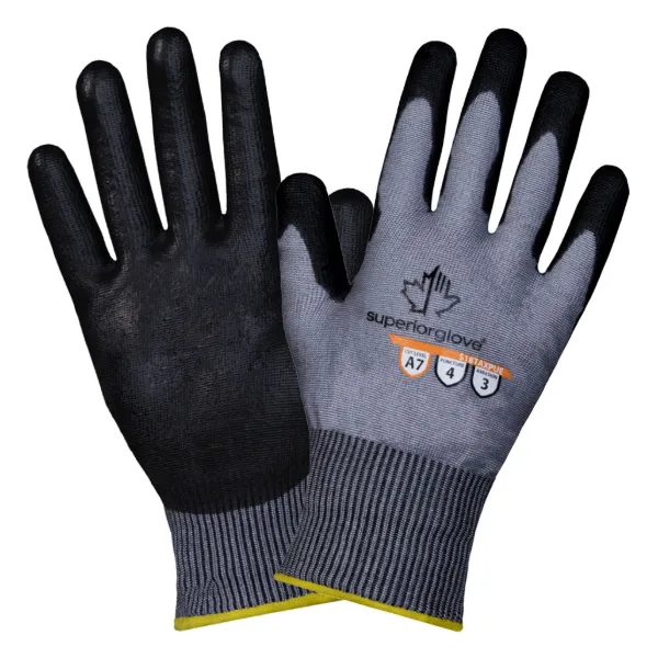 Gloves - Cut Resistant Polyurethane Palm Coated A7 Grey/Black TenActiv™ Size 9