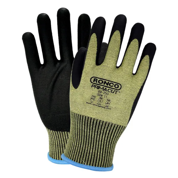 Gloves - Cut Resistant Nitrile Palm Coated Aramid PrimaCut™ Black on Yellow 69-250 X-Large 6PR/PK 48