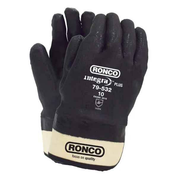 Gloves - Integra™ Plus Fully Coated Cotton Lining Black 79-532 X-Large Size 10 1/PR 6/PKG