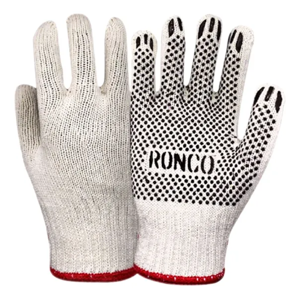 Gloves - Poly Cotton String Knit with PVC Palm Dots 222 Large 12PR/PK 240/CS